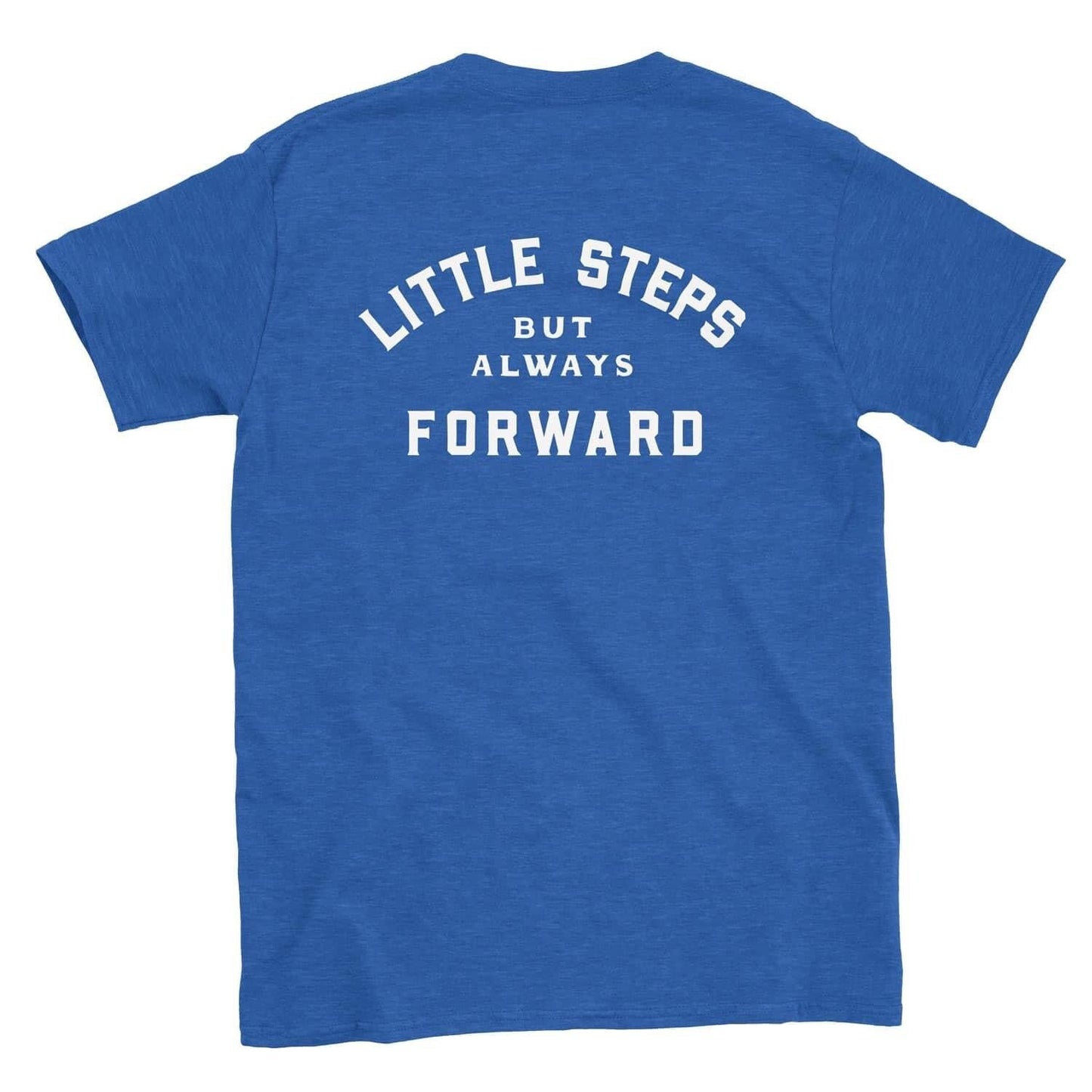 “Little Steps...” Unisex Short Sleeve TShirt, Heather Blue