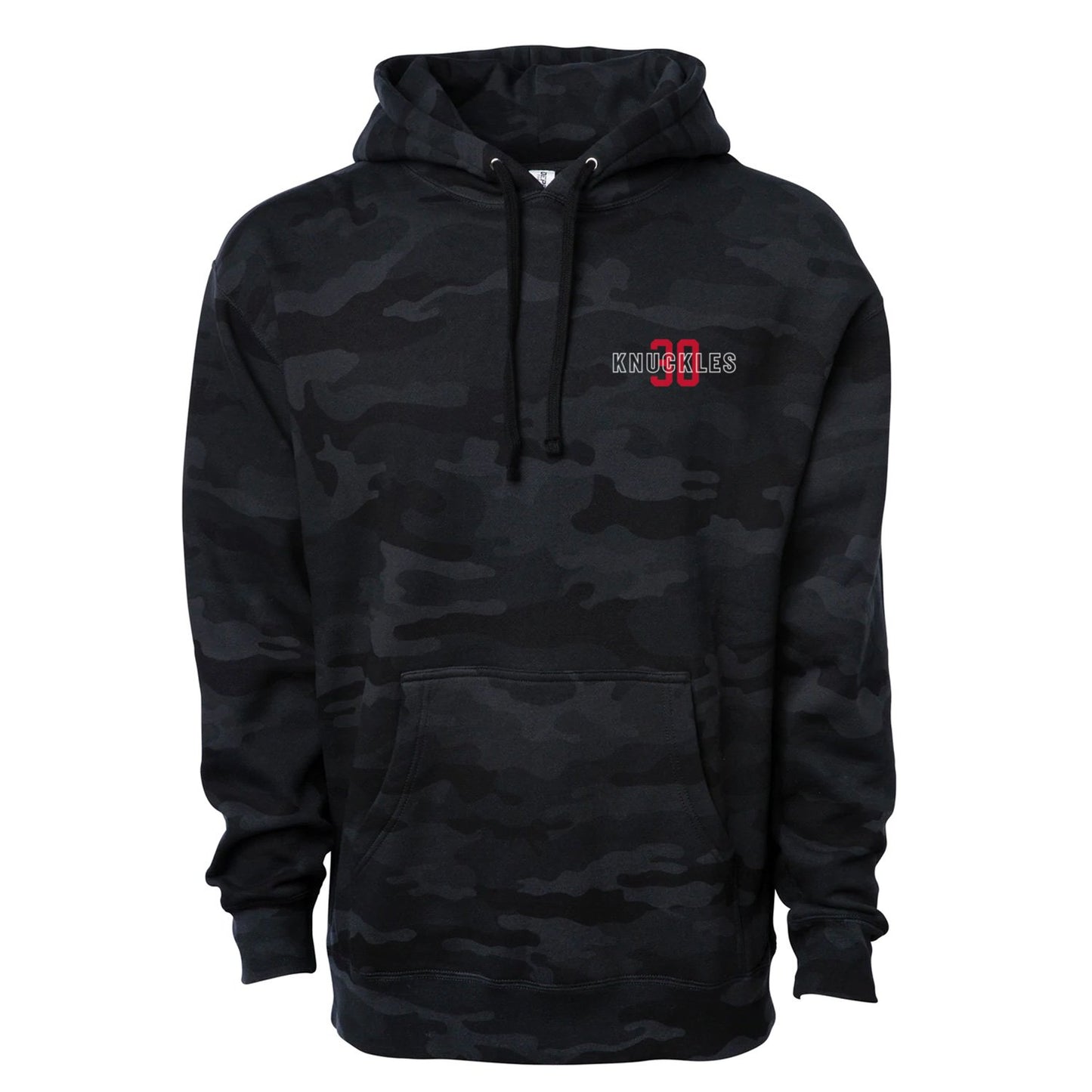 Knuckles Brand "NEVER BACK DOWN" Hoodie, Black Camo