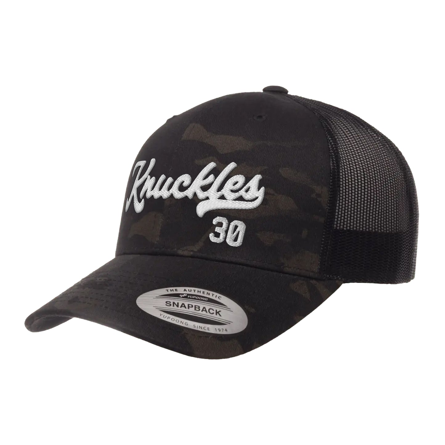 Knuckles 30 Logo, Mesh-Back Trucker Hat, Multi-Camo