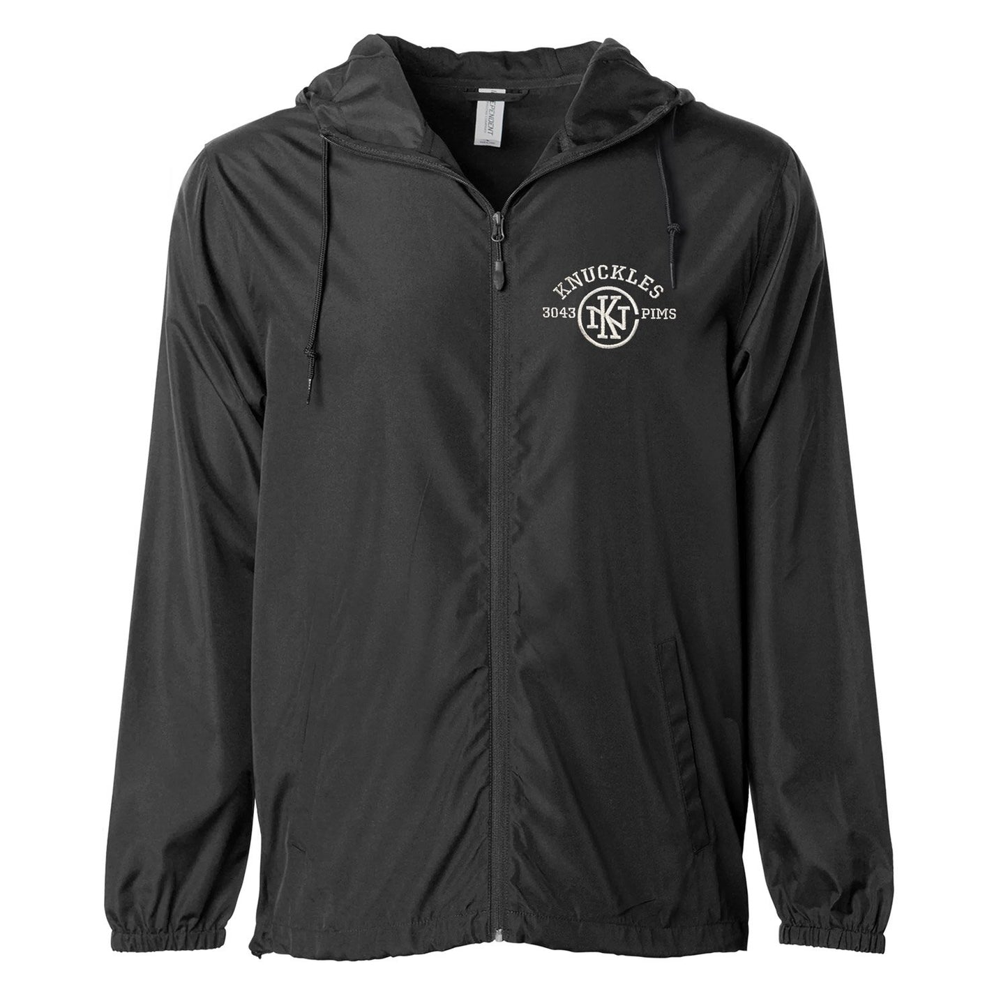 Knuckles Brand Lightweight Windbreaker, Black