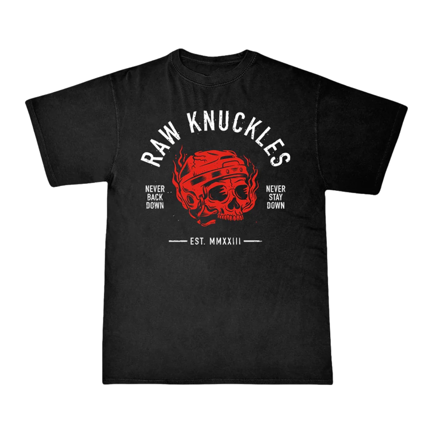 Raw Knuckles Never Back Down T-Shirt (Black)