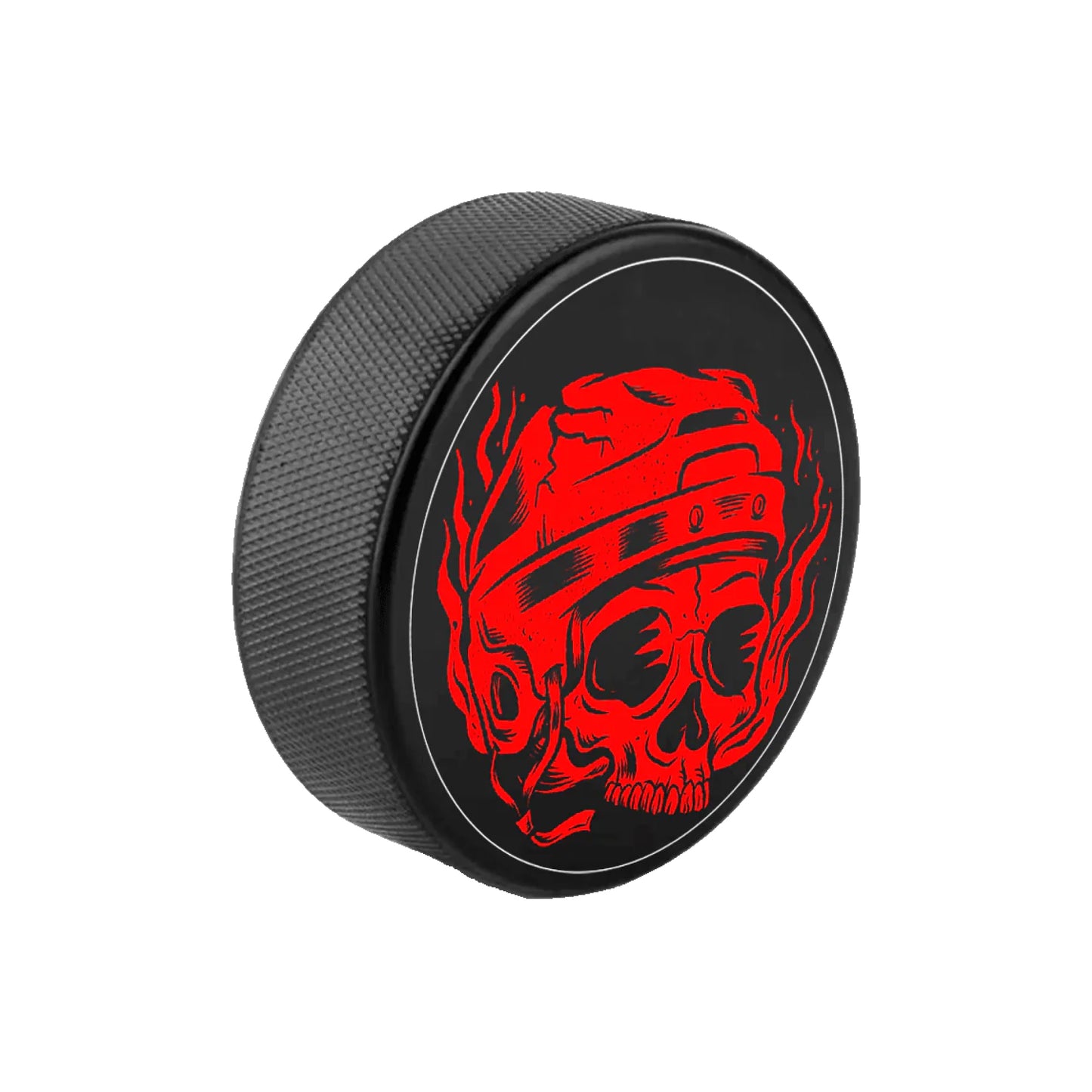 Raw Knuckles Never Back Down Skull Hockey Puck