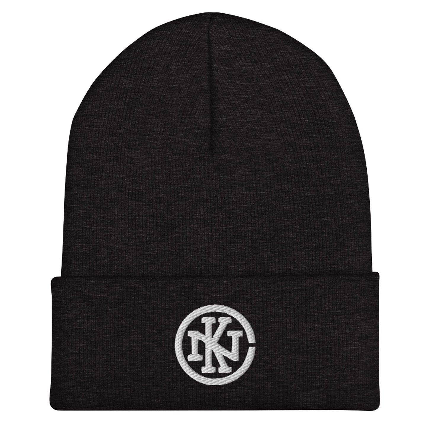 Knuckles Embroidered Monogram Logo Cuffed Toque, Black