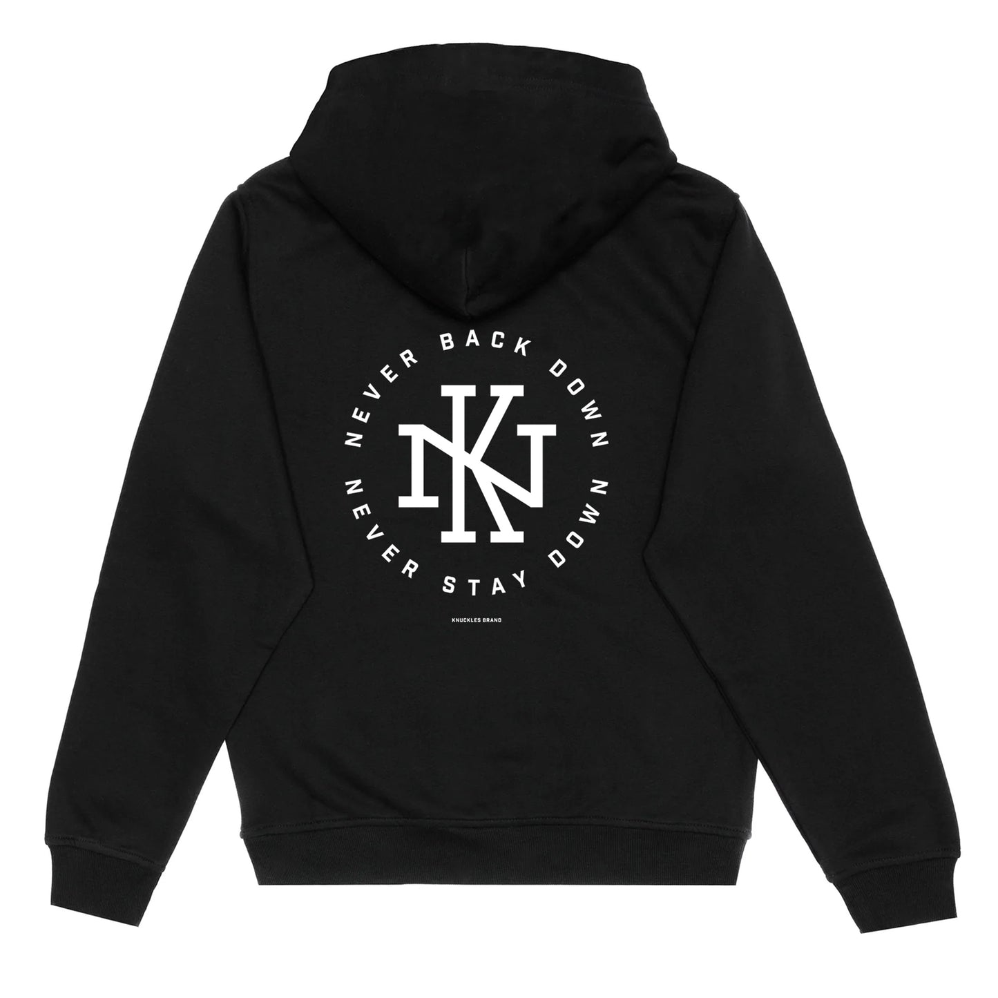 Knuckles Brand "NEVER BACK DOWN" Hoodie, Black