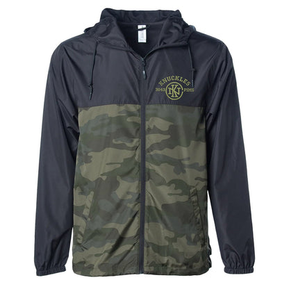 Knuckles Brand Lightweight Windbreaker, Black/Forest Camo