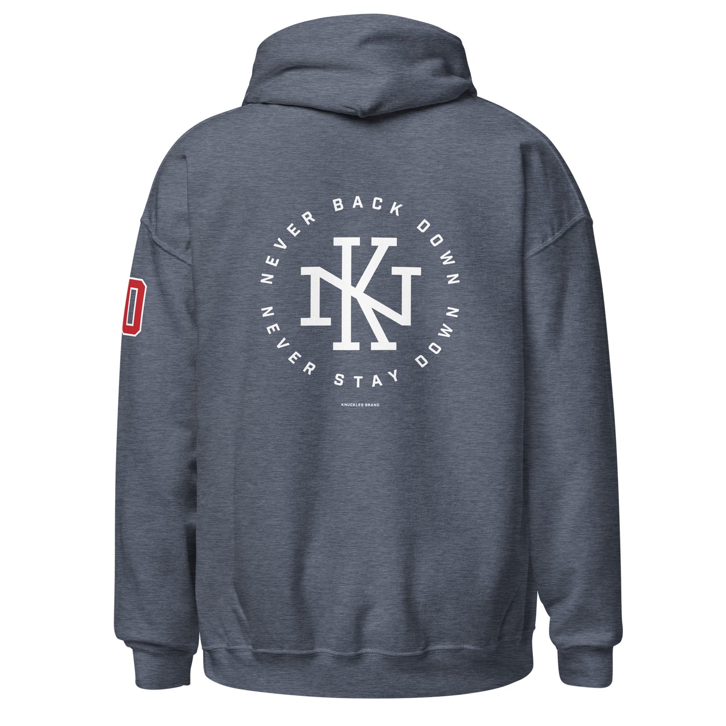 Knuckles Brand Never Back Down Hoodie, Heather Navy